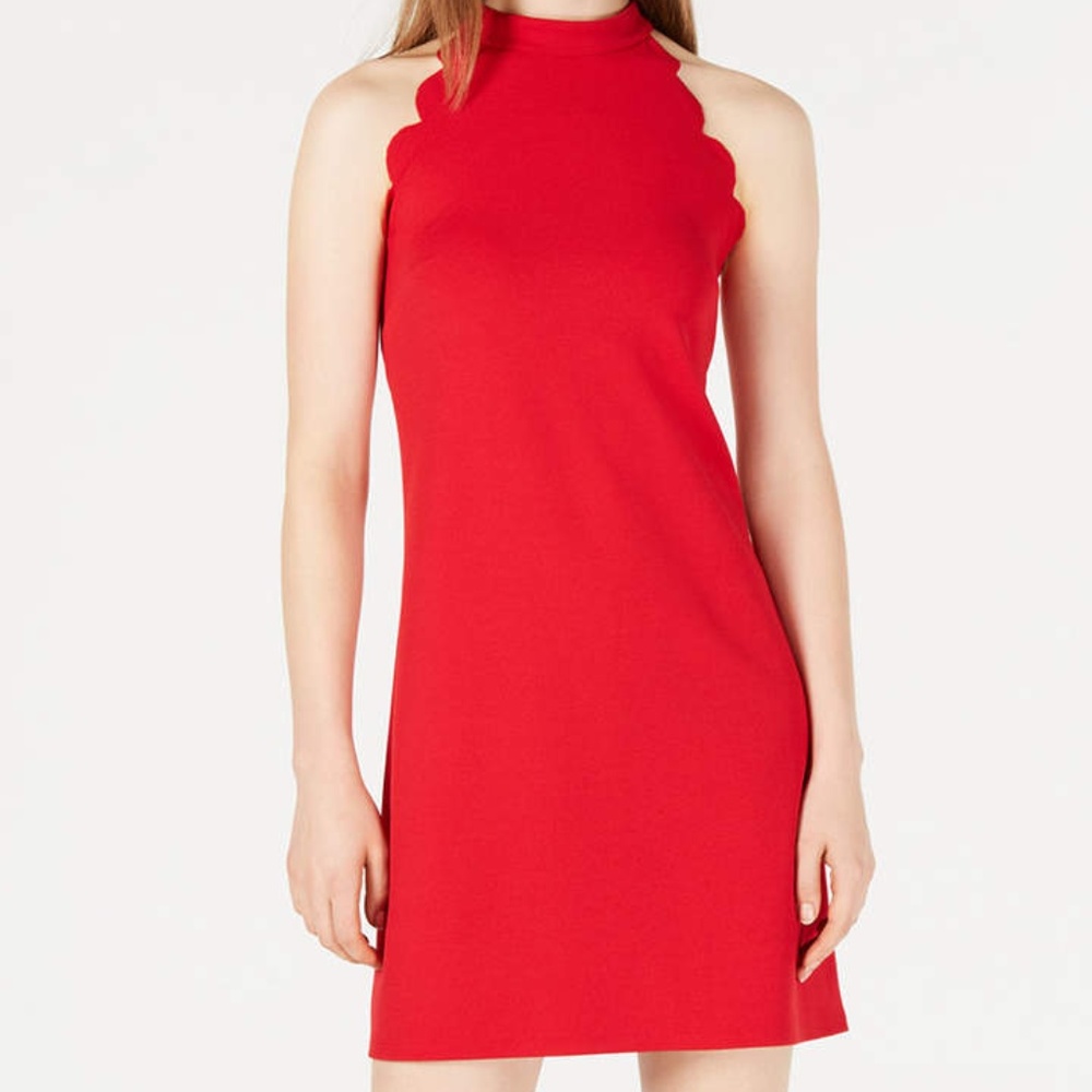 BCX Juniors Scalloped Scuba Crepe Halter Dress